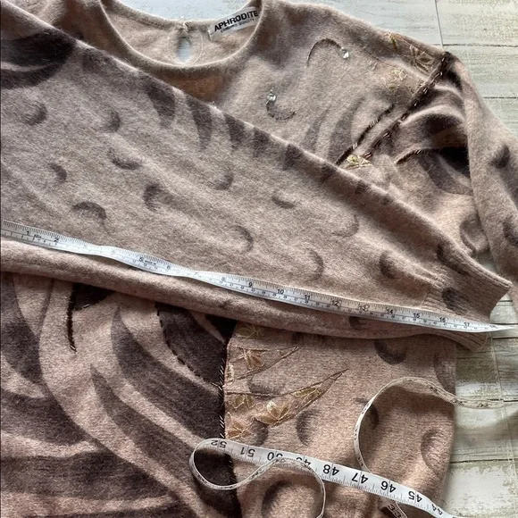 Aphrodite Embroidered Taupe Patterned Sweater - Picture 8 of 10